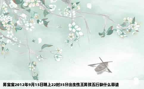 男宝宝2012年9月15日晚上22时35分出生性王男孩五行缺什么恳请