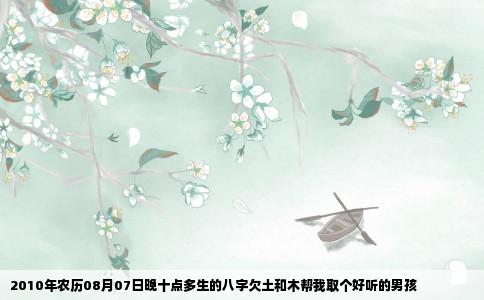 2010年农历08月07日晚十点多生的八字欠土和木帮我取个好听的男孩