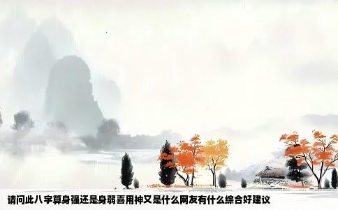 请问此八字算身强还是身弱喜用神又是什么网友有什么综合好建议