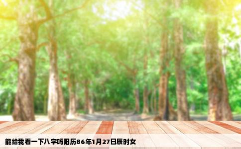 能给我看一下八字吗阳历86年1月27日辰时女