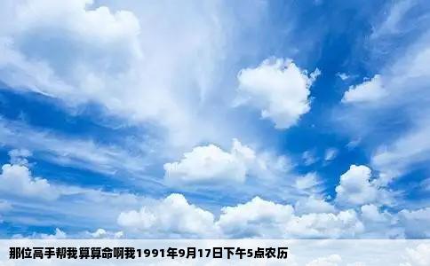 那位高手帮我算算命啊我1991年9月17日下午5点农历