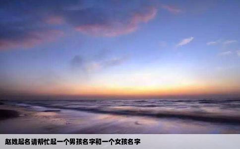 赵姓起名请帮忙起一个男孩名字和一个女孩名字