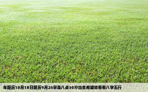 年阳历10月18日阴历9月25早是八点30分出生希望给看看八字五行