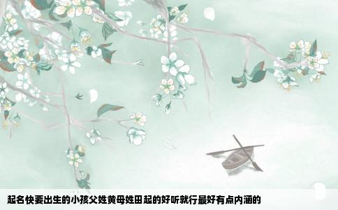 起名快要出生的小孩父姓黄母姓田起的好听就行最好有点内涵的