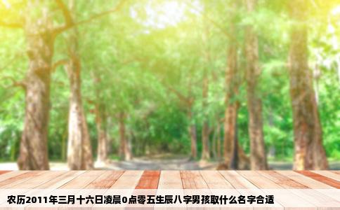 农历2011年三月十六日凌晨0点零五生辰八字男孩取什么名字合适