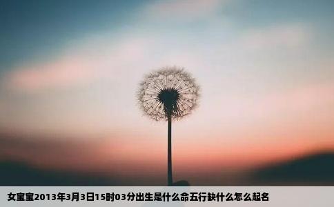 女宝宝2013年3月3日15时03分出生是什么命五行缺什么怎么起名