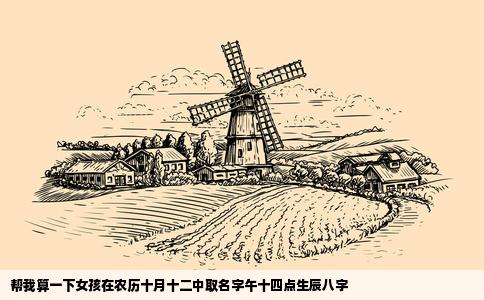 帮我算一下女孩在农历十月十二中取名字午十四点生辰八字