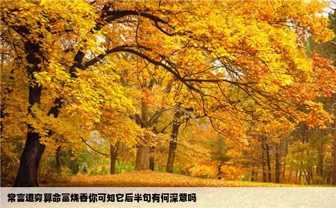 常言道穷算命富烧香你可知它后半句有何深意吗