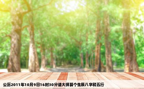 公历2011年10月9日16时30分请大师算个生辰八字和五行