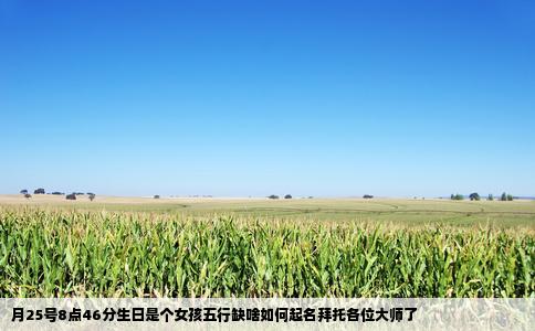 月25号8点46分生日是个女孩五行缺啥如何起名拜托各位大师了