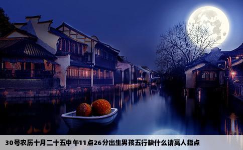 30号农历十月二十五中午11点26分出生男孩五行缺什么请高人指点