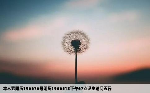 本人男阳历196676号阴历1966518下午67点诞生请问五行