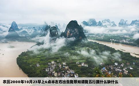 农历2000年10月23早上6点半左右出生我想知道我五行属什么缺什么