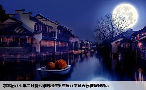 求农历八七年二月初七卯时出生男生辰八字及五行和婚姻财运