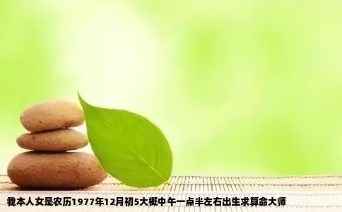 我本人女是农历1977年12月初5大概中午一点半左右出生求算命大师