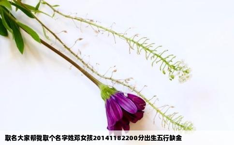 取名大家帮我取个名字姓邓女孩20141182200分出生五行缺金