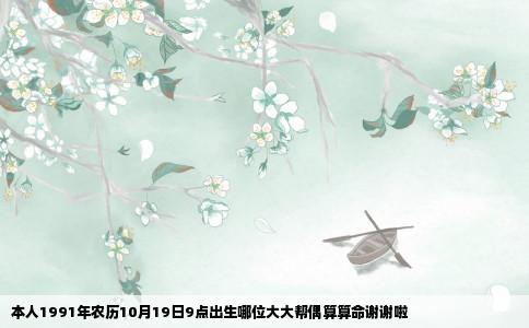 本人1991年农历10月19日9点出生哪位大大帮偶算算命谢谢啦