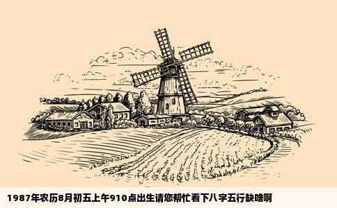 1987年农历8月初五上午910点出生请您帮忙看下八字五行缺啥啊