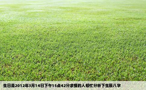 生日是2012年3月14日下午15点42分求懂的人帮忙分析下生辰八字