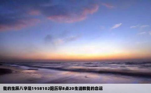 我的生辰八字是1958102阳历早8点20生请教我的命运
