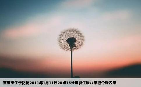 宝宝出生于阳历2011年1月11日20点15分推算生辰八字取个好名字