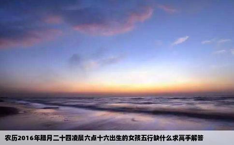 农历2016年腊月二十四凌晨六点十六出生的女孩五行缺什么求高手解答
