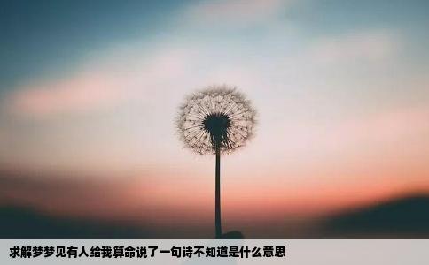 求解梦梦见有人给我算命说了一句诗不知道是什么意思