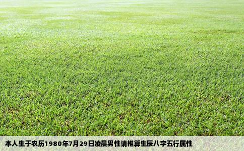 本人生于农历1980年7月29日凌晨男性请推算生辰八字五行属性
