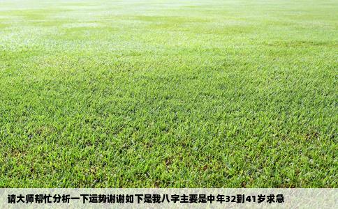 请大师帮忙分析一下运势谢谢如下是我八字主要是中年32到41岁求急