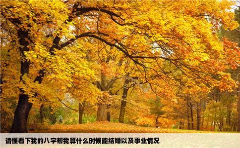 请懂看下我的八字帮我算什么时候能结婚以及事业情况