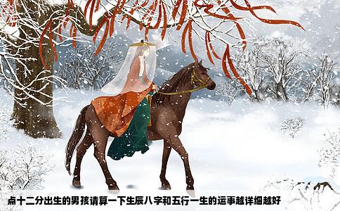 点十二分出生的男孩请算一下生辰八字和五行一生的运事越详细越好