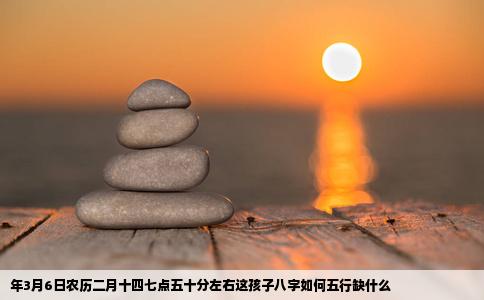 年3月6日农历二月十四七点五十分左右这孩子八字如何五行缺什么