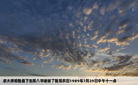 求大师帮我盘下生辰八字谢谢了我是农历1989年7月29日中午十一点