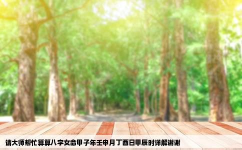 请大师帮忙算算八字女命甲子年壬申月丁酉日甲辰时详解谢谢