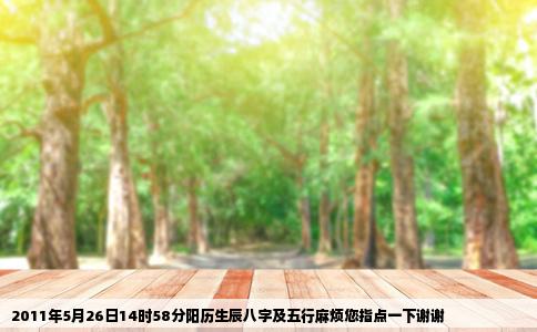 2011年5月26日14时58分阳历生辰八字及五行麻烦您指点一下谢谢