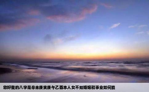 您好我的八字是辛未庚寅庚午乙酉本人女不知婚姻和事业如何能
