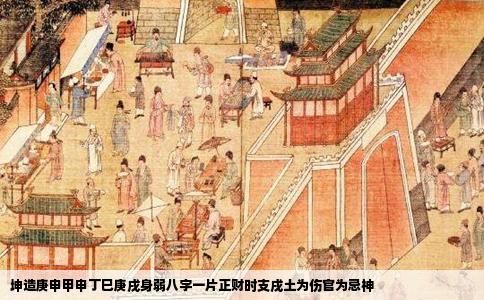 坤造庚申甲申丁巳庚戌身弱八字一片正财时支戌土为伤官为忌神