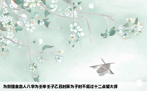 为剑锋金命人八字为壬申壬子乙丑时辰为子时不超过十二点望大师