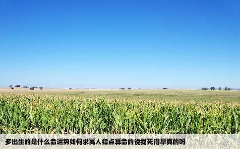 多出生的是什么命运势如何求高人指点算命的说我死得早真的吗
