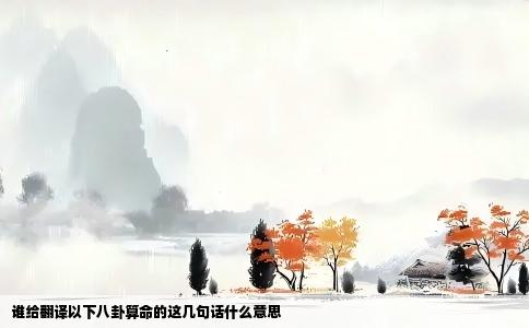 谁给翻译以下八卦算命的这几句话什么意思