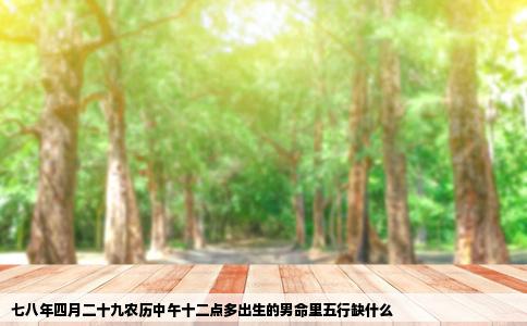 七八年四月二十九农历中午十二点多出生的男命里五行缺什么