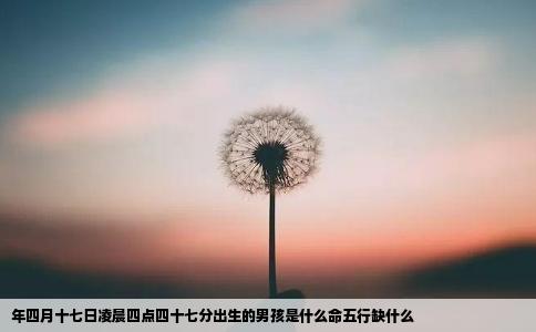 年四月十七日凌晨四点四十七分出生的男孩是什么命五行缺什么