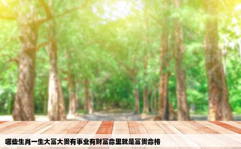 哪些生肖一生大富大贵有事业有财富命里就是富贵命格