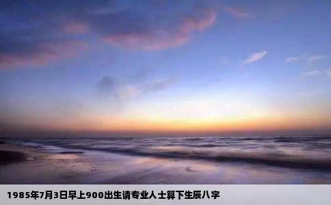 1985年7月3日早上900出生请专业人士算下生辰八字