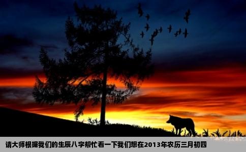 请大师根据我们的生辰八字帮忙看一下我们想在2013年农历三月初四