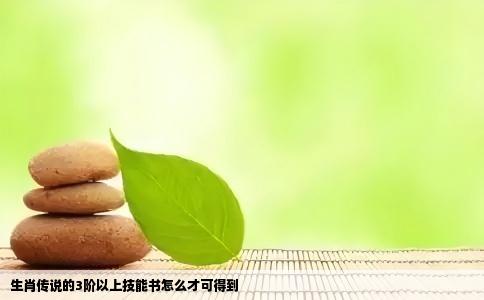生肖传说的3阶以上技能书怎么才可得到