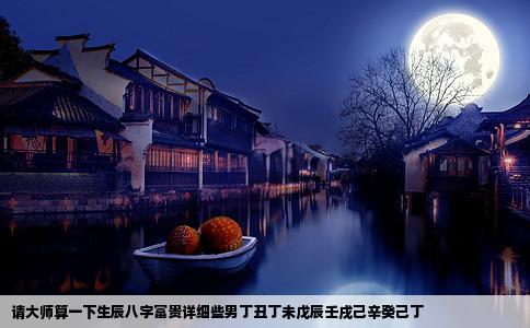 请大师算一下生辰八字富贵详细些男丁丑丁未戊辰壬戌己辛癸己丁