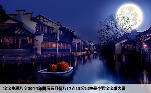宝宝生辰八字2014年阴历五月初八17点18分出生是个男宝宝求大师