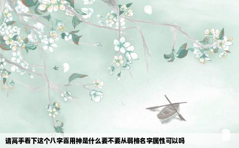 请高手看下这个八字喜用神是什么要不要从弱格名字属性可以吗