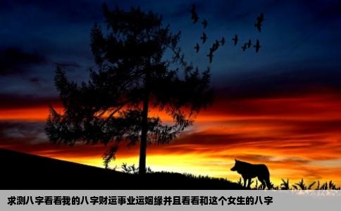 求测八字看看我的八字财运事业运姻缘并且看看和这个女生的八字